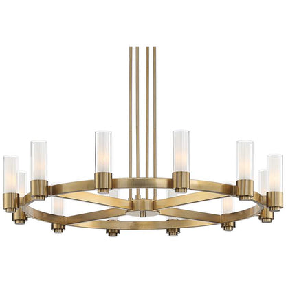 Stiffel Ennis 48" Wide Antique Brass 12-Light Ring Chandelier - zelnolighting