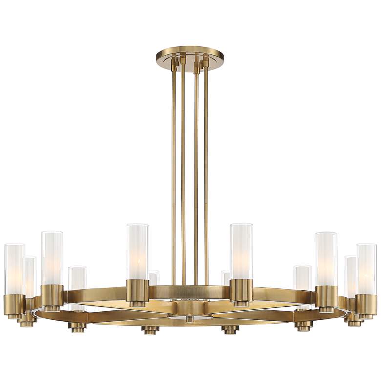 Stiffel Ennis 48" Wide Antique Brass 12-Light Ring Chandelier - zelnolighting