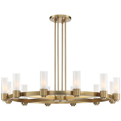 Stiffel Ennis 48" Wide Antique Brass 12-Light Ring Chandelier - zelnolighting