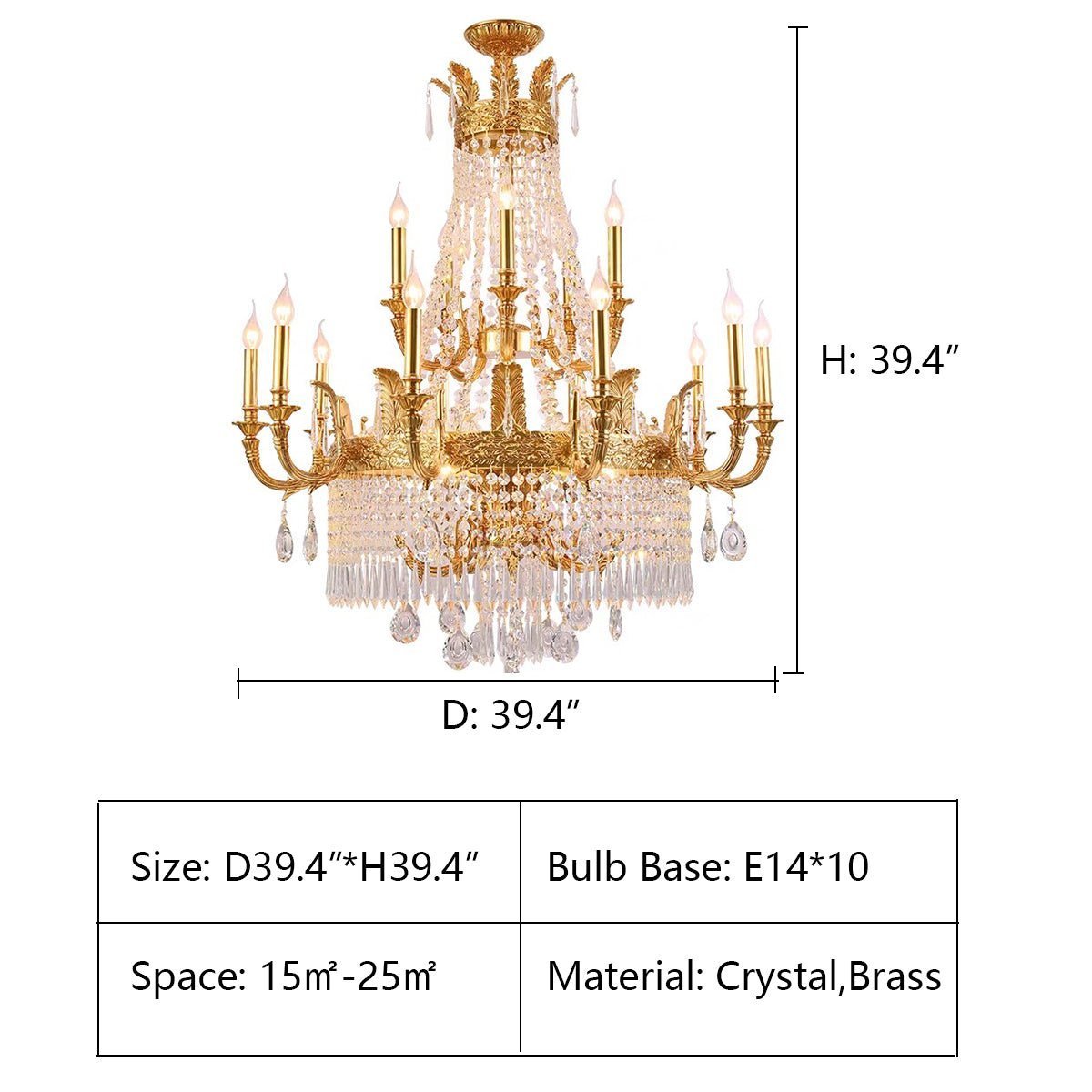 Stunning Oversized Luxury Golden Metal Candle Crystal Tassel Chandelier For High-ceiling Staircase/Entryway/Living/Meeting Room - Zelno Lighting