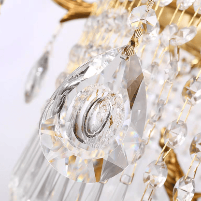Stunning Oversized Luxury Golden Metal Candle Crystal Tassel Chandelier For High-ceiling Staircase/Entryway/Living/Meeting Room - Zelno Lighting