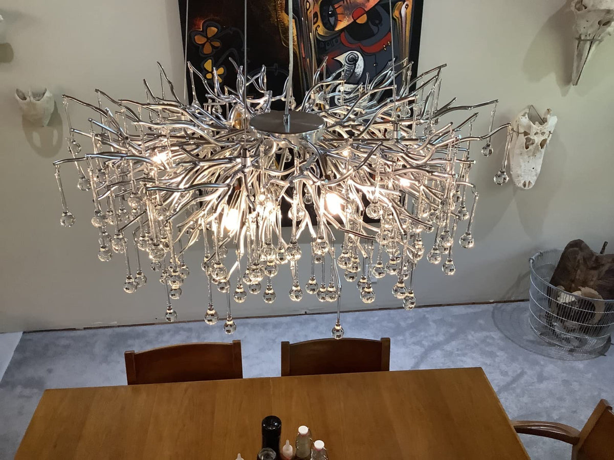 Stunning Tree Branch Crystal Chandelier with Clear Teardrop-shaped for Living/Dining Room - Zelno Lighting