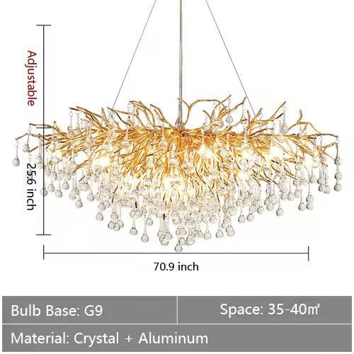 Stunning Tree Branch Crystal Chandelier with Clear Teardrop-shaped for Living/Dining Room - Zelno Lighting