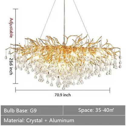 Stunning Tree Branch Crystal Chandelier with Clear Teardrop-shaped for Living/Dining Room - Zelno Lighting