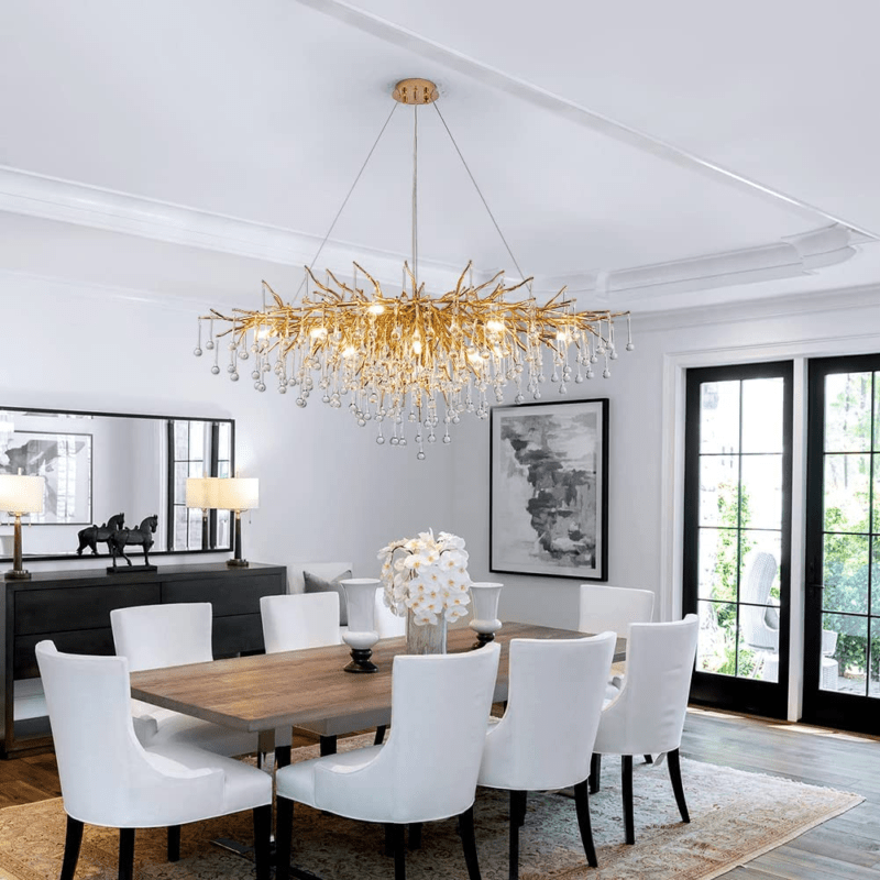 Stunning Tree Branch Crystal Chandelier with Clear Teardrop-shaped for Living/Dining Room - Zelno Lighting
