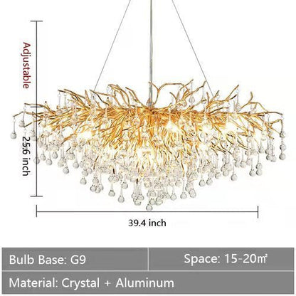 Stunning Tree Branch Crystal Chandelier with Clear Teardrop-shaped for Living/Dining Room - Zelno Lighting