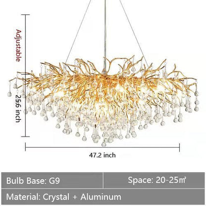 Stunning Tree Branch Crystal Chandelier with Clear Teardrop-shaped for Living/Dining Room - Zelno Lighting