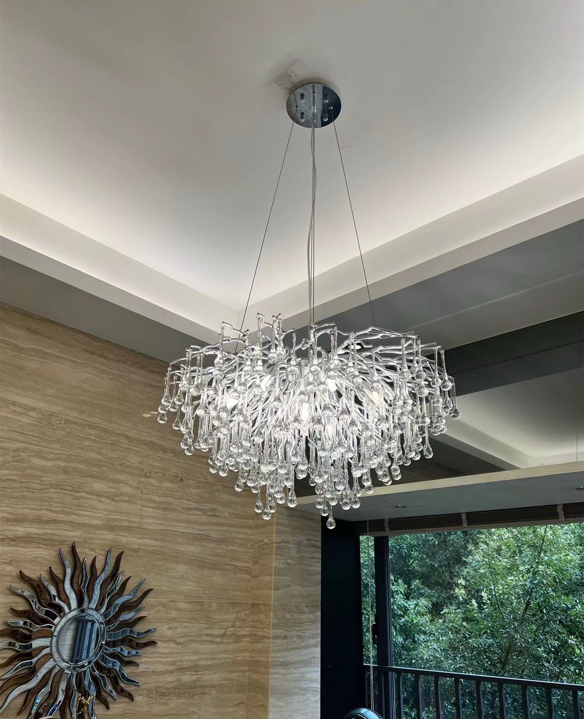 Stunning Tree Branch Crystal Chandelier with Clear Teardrop-shaped for Living/Dining Room - Zelno Lighting
