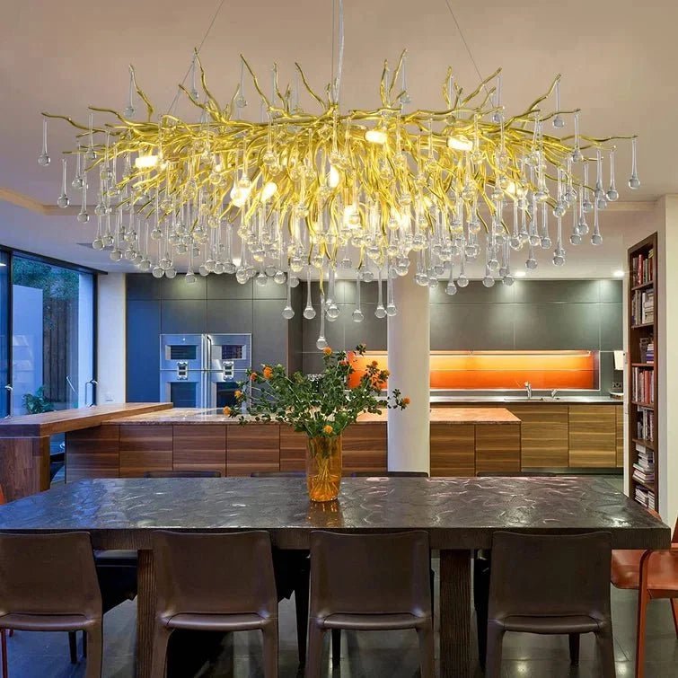 Stunning Tree Branch Crystal Chandelier with Clear Teardrop-shaped for Living/Dining Room - Zelno Lighting