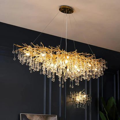 Stunning Tree Branch Crystal Chandelier with Clear Teardrop-shaped for Living/Dining Room - Zelno Lighting