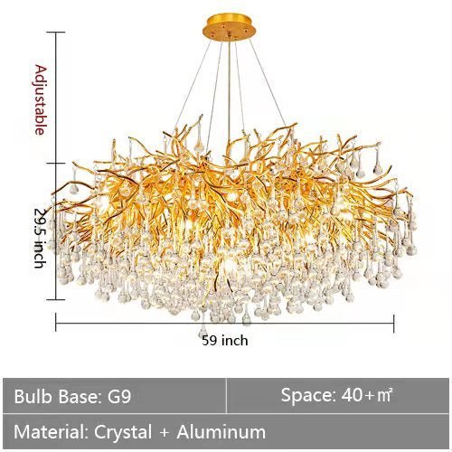 Stunning Tree Branch Crystal Chandelier with Clear Teardrop-shaped for Living/Dining Room - Zelno Lighting