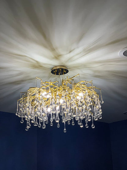 Stunning Tree Branch Crystal Chandelier with Clear Teardrop-shaped for Living/Dining Room - Zelno Lighting