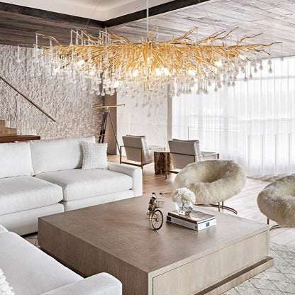 Stunning Tree Branch Crystal Chandelier with Clear Teardrop-shaped for Living/Dining Room - Zelno Lighting