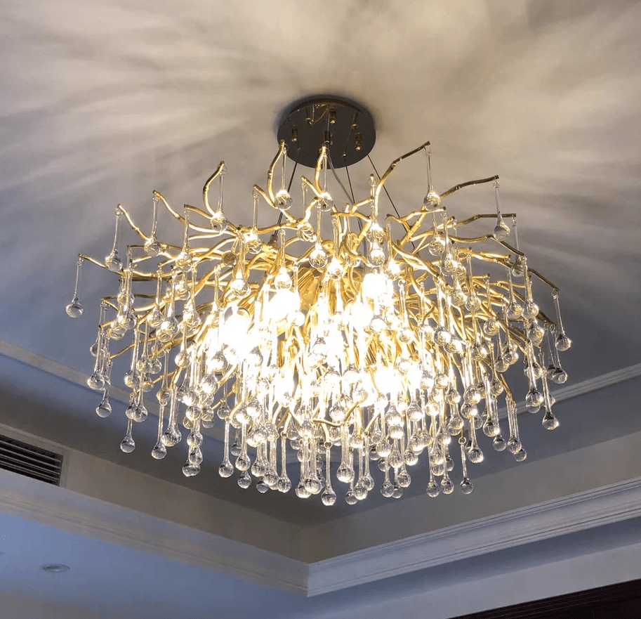 Stunning Tree Branch Crystal Chandelier with Clear Teardrop-shaped for Living/Dining Room - Zelno Lighting
