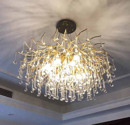 Stunning Tree Branch Crystal Chandelier with Clear Teardrop-shaped for Living/Dining Room - Zelno Lighting
