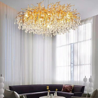Stunning Tree Branch Crystal Chandelier with Clear Teardrop-shaped for Living/Dining Room - Zelno Lighting