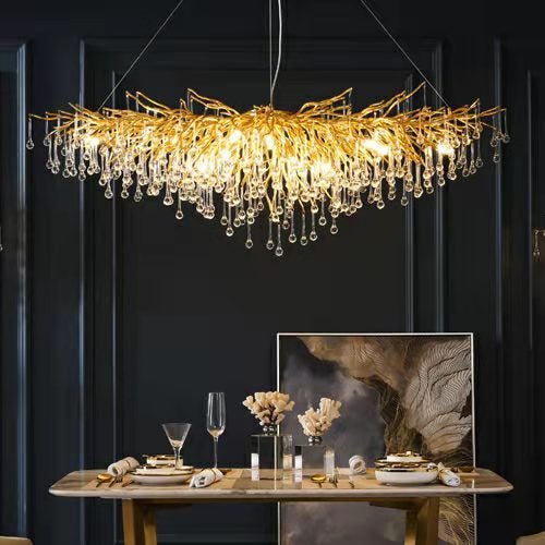 Stunning Tree Branch Crystal Chandelier with Clear Teardrop-shaped for Living/Dining Room - Zelno Lighting