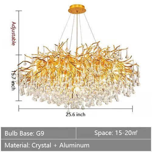 Stunning Tree Branch Crystal Chandelier with Clear Teardrop-shaped for Living/Dining Room - Zelno Lighting