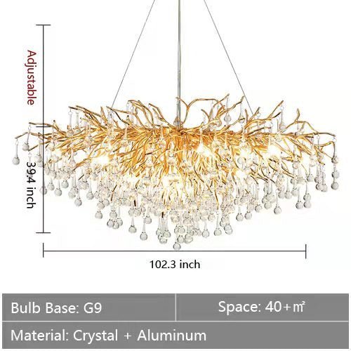 Stunning Tree Branch Crystal Chandelier with Clear Teardrop-shaped for Living/Dining Room - Zelno Lighting