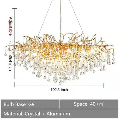 Stunning Tree Branch Crystal Chandelier with Clear Teardrop-shaped for Living/Dining Room - Zelno Lighting