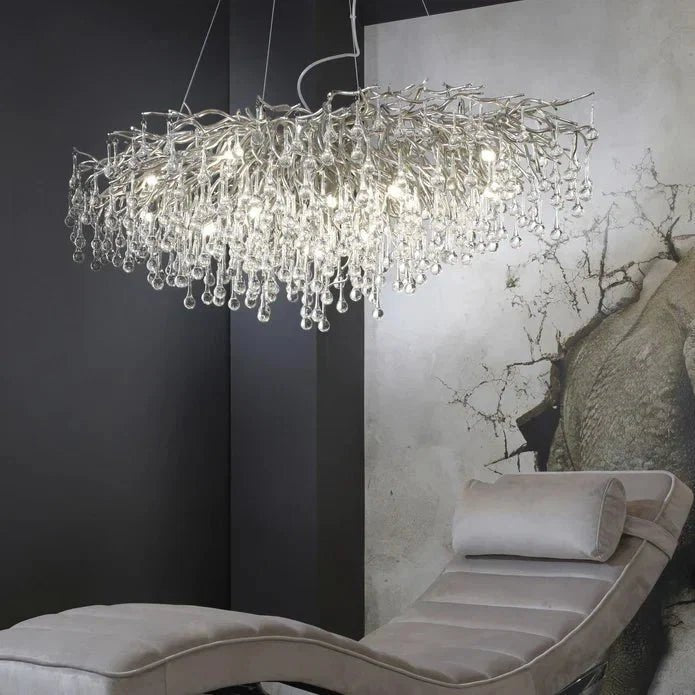 Stunning Tree Branch Crystal Chandelier with Clear Teardrop-shaped for Living/Dining Room - Zelno Lighting