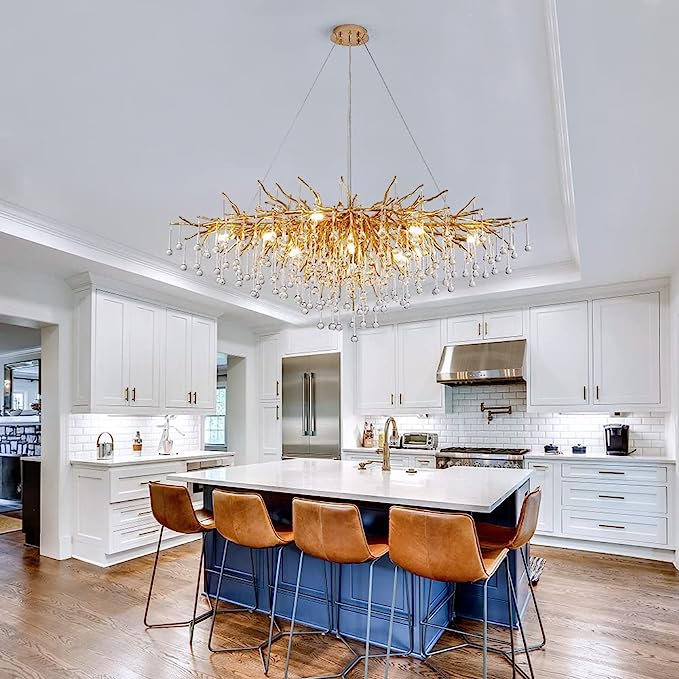 Stunning Tree Branch Crystal Chandelier with Clear Teardrop-shaped for Living/Dining Room - Zelno Lighting