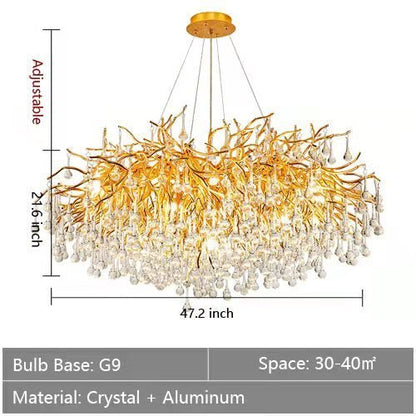 Stunning Tree Branch Crystal Chandelier with Clear Teardrop-shaped for Living/Dining Room - Zelno Lighting