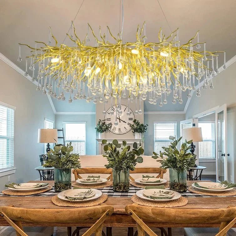 Stunning Tree Branch Crystal Chandelier with Clear Teardrop-shaped for Living/Dining Room - Zelno Lighting