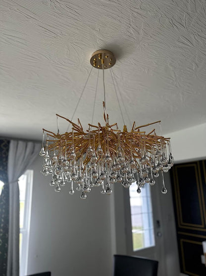 Stunning Tree Branch Crystal Chandelier with Clear Teardrop-shaped for Living/Dining Room - Zelno Lighting