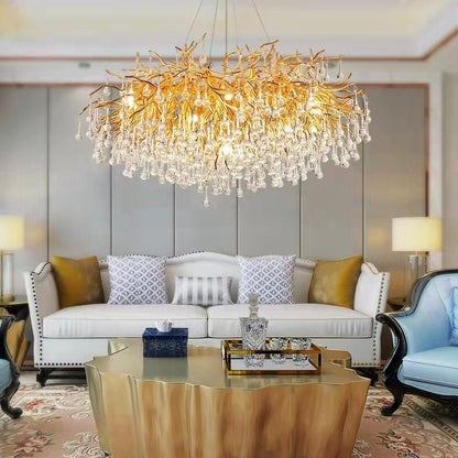 Stunning Tree Branch Crystal Chandelier with Clear Teardrop-shaped for Living/Dining Room - Zelno Lighting