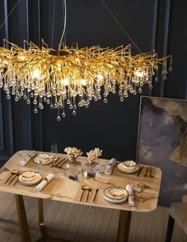 Stunning Tree Branch Crystal Chandelier with Clear Teardrop-shaped for Living/Dining Room - Zelno Lighting