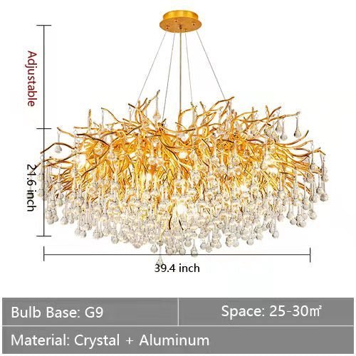 Stunning Tree Branch Crystal Chandelier with Clear Teardrop-shaped for Living/Dining Room - Zelno Lighting