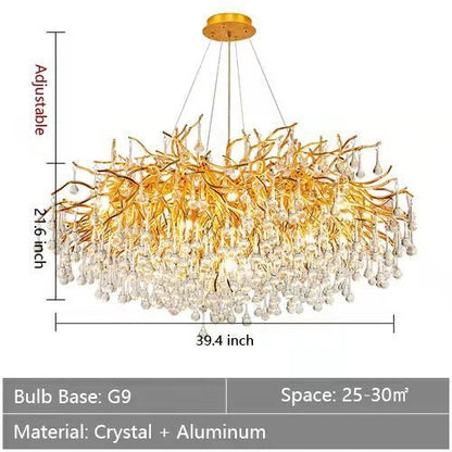 Stunning Tree Branch Crystal Chandelier with Clear Teardrop-shaped for Living/Dining Room - Zelno Lighting