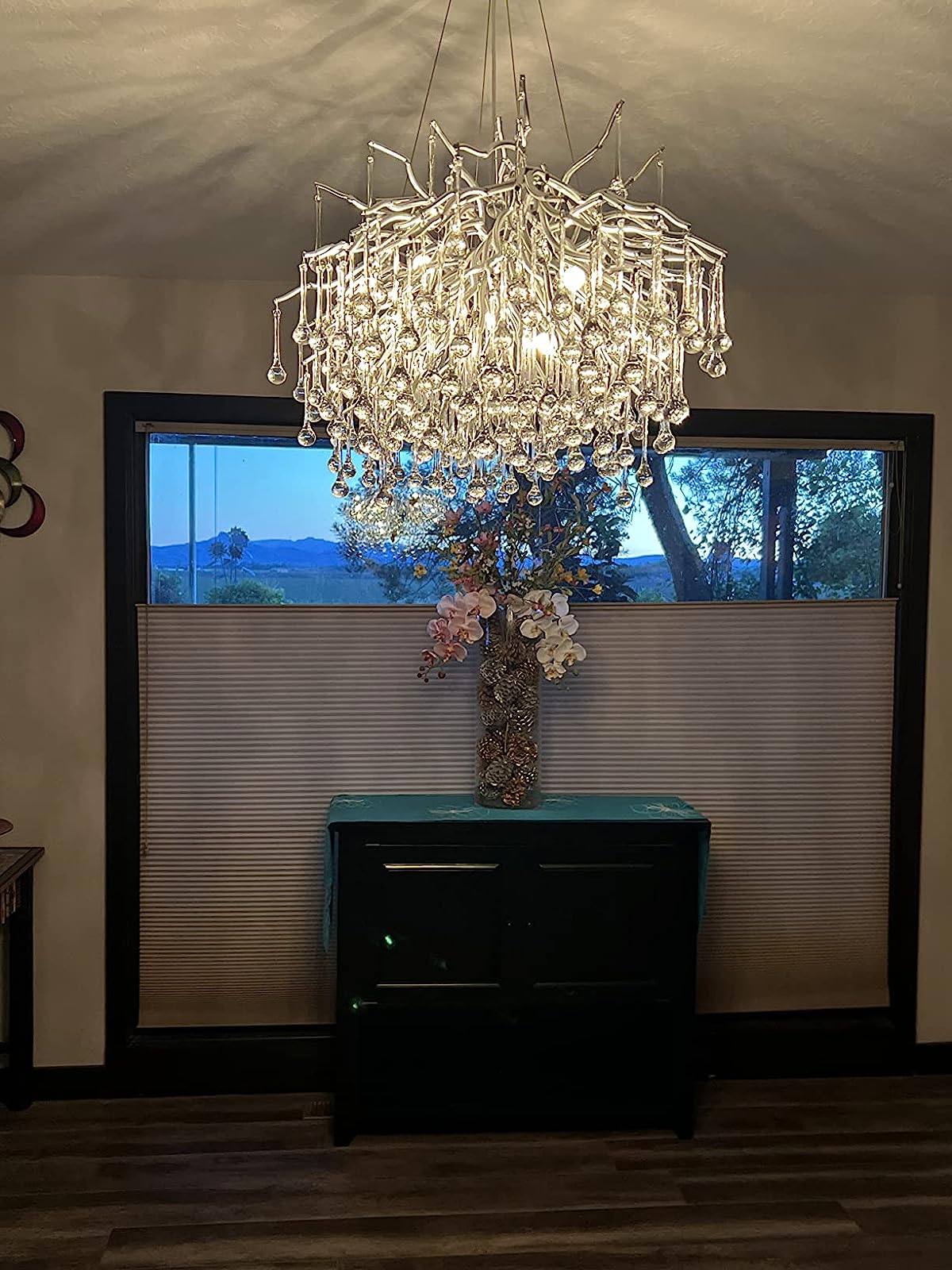 Stunning Tree Branch Crystal Chandelier with Clear Teardrop-shaped for Living/Dining Room - Zelno Lighting