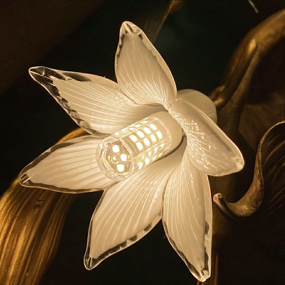 Stylish Colored Glaze Flower Crystal Chandelier Brass Tree Branch Ceiling Light For Living Room Hotel Hall - Zelno Lighting