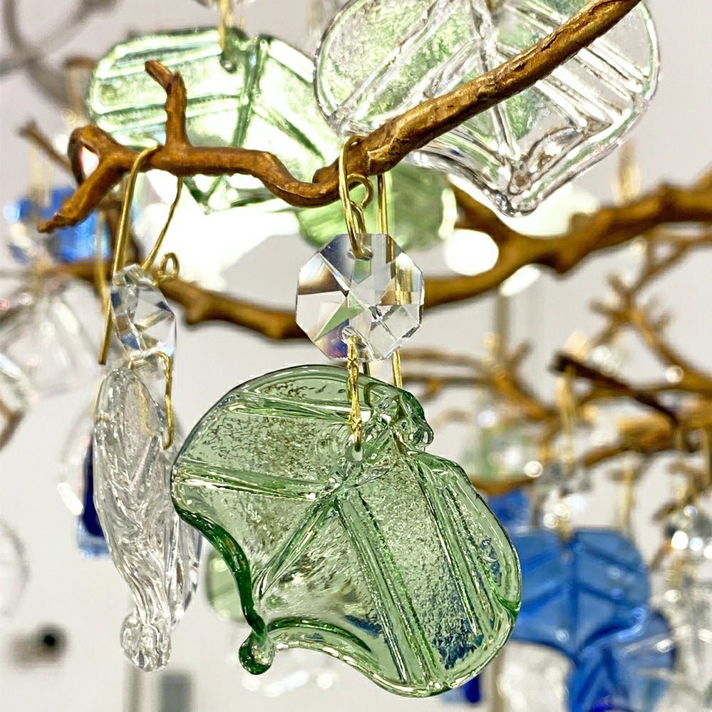 Stylish Colored Glaze Flower Crystal Chandelier Brass Tree Branch Ceiling Light For Living Room Hotel Hall - Zelno Lighting