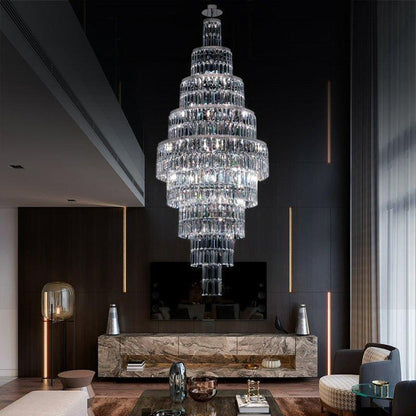 Stylish Foyer Hall Long Crystal Chandelier Large Staircase/ Entryway Decoration Ceiling Light Fixture - Zelno Lighting