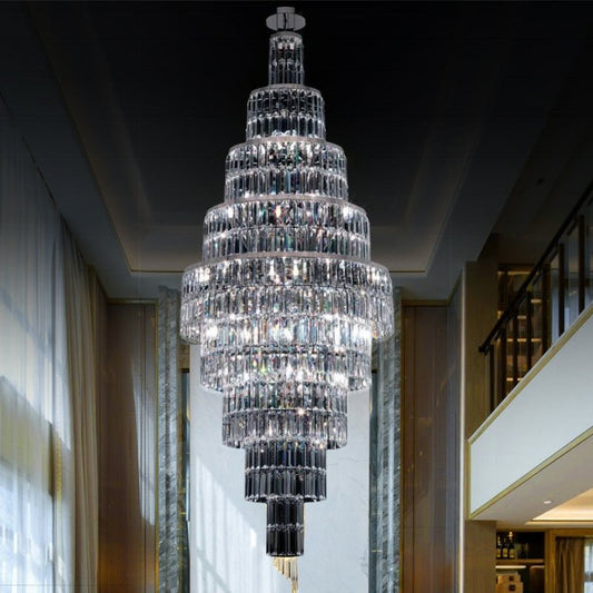 Stylish Foyer Hall Long Crystal Chandelier Large Staircase/ Entryway Decoration Ceiling Light Fixture - Zelno Lighting