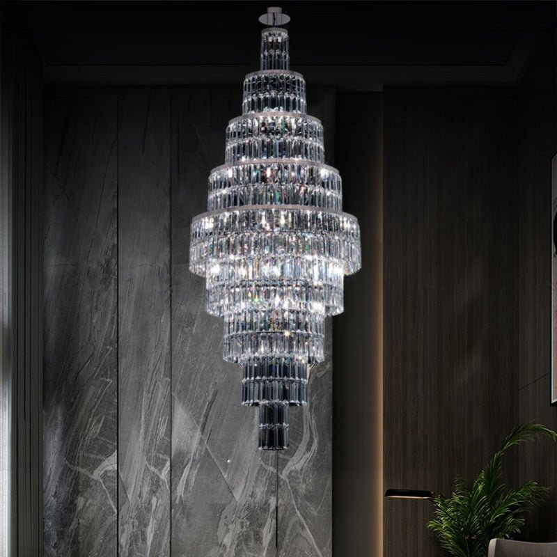 Stylish Foyer Hall Long Crystal Chandelier Large Staircase/ Entryway Decoration Ceiling Light Fixture - Zelno Lighting