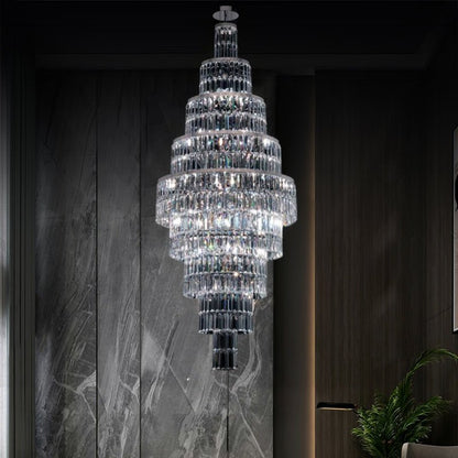 Stylish Foyer Hall Long Crystal Chandelier Large Staircase/ Entryway Decoration Ceiling Light Fixture - Zelno Lighting