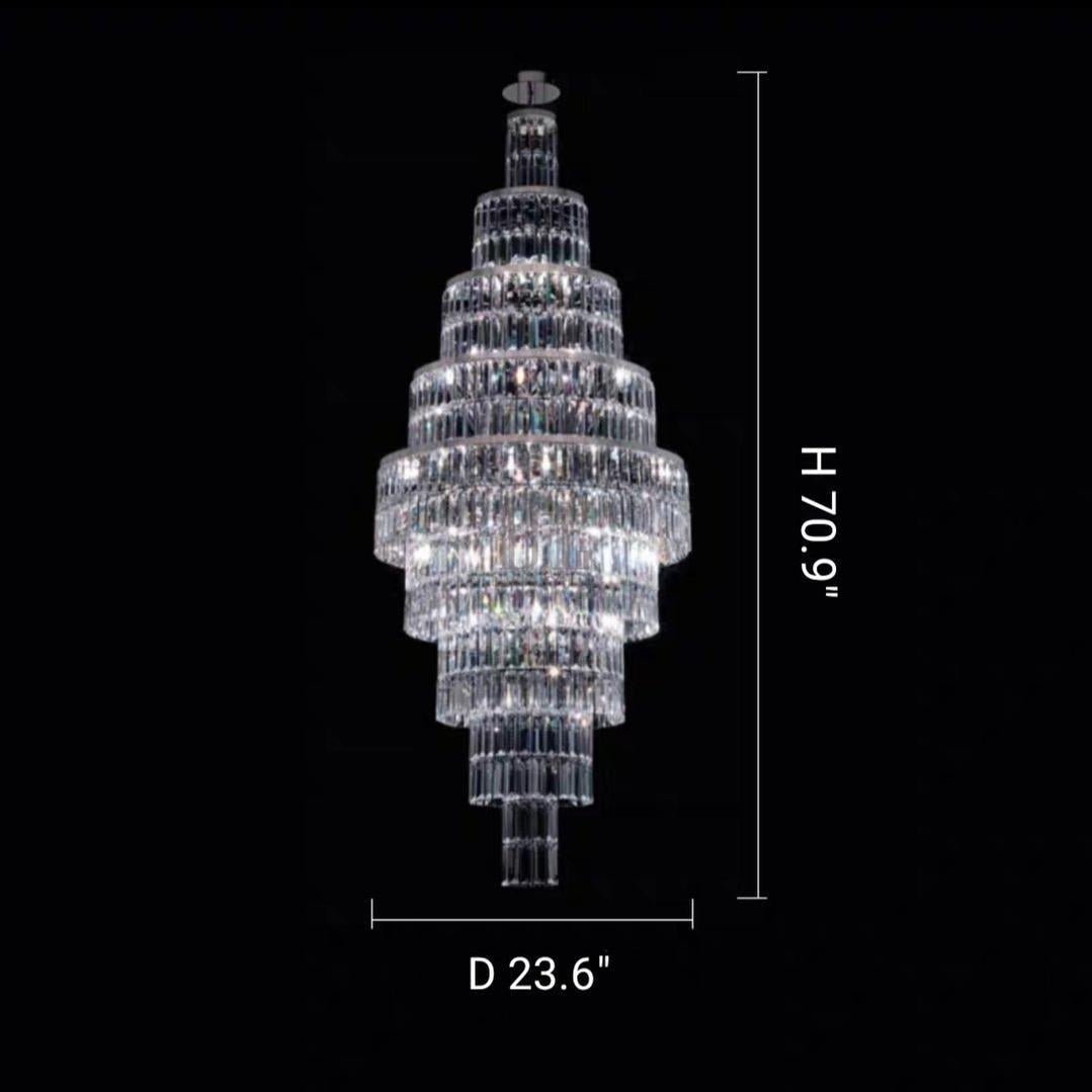 Stylish Foyer Hall Long Crystal Chandelier Large Staircase/ Entryway Decoration Ceiling Light Fixture - Zelno Lighting