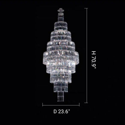 Stylish Foyer Hall Long Crystal Chandelier Large Staircase/ Entryway Decoration Ceiling Light Fixture - Zelno Lighting