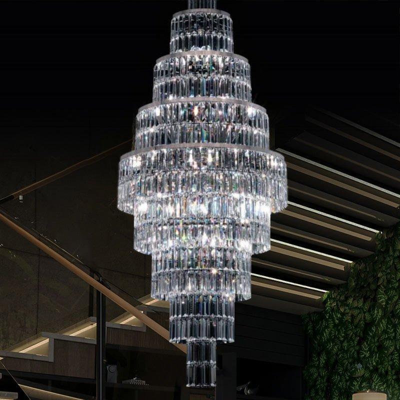 Stylish Foyer Hall Long Crystal Chandelier Large Staircase/ Entryway Decoration Ceiling Light Fixture - Zelno Lighting