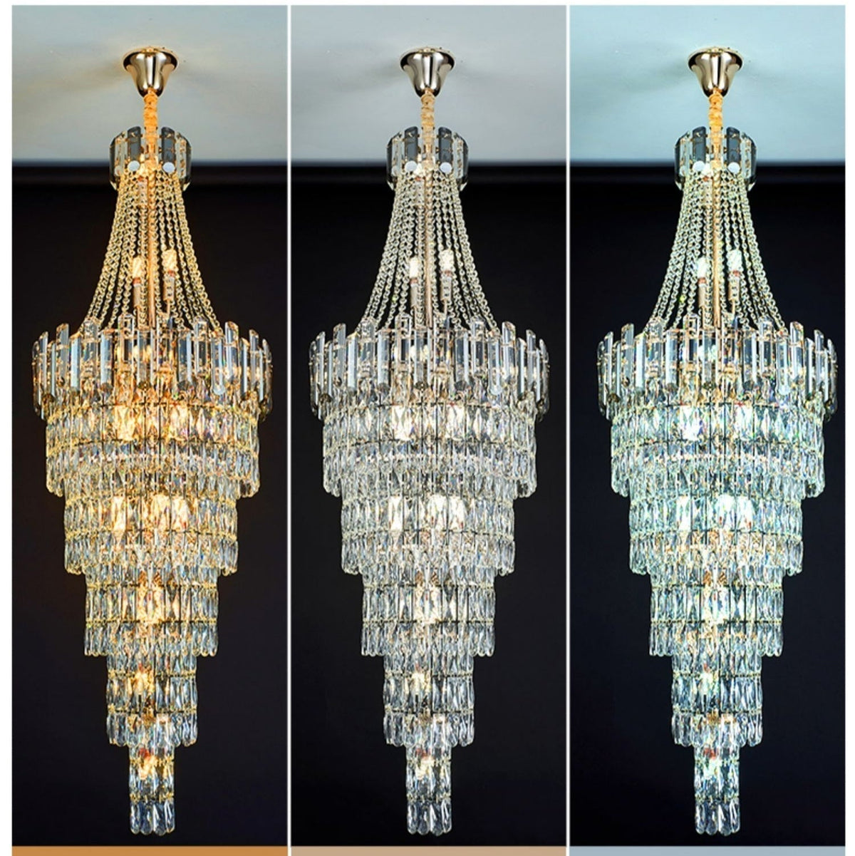 Stylish Foyer Long Staircase Chandelier Large Crystal Ceiling Lighting Fixture For Living Room Decoration - Zelno Lighting