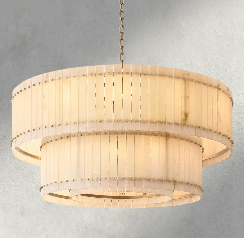 Sun Marco Alabaster Round Tiered Chandelier 22", 37", 48", 60" - Zelno