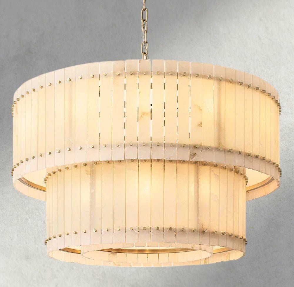 Sun Marco Alabaster Round Tiered Chandelier 22", 37", 48", 60" - Zelno