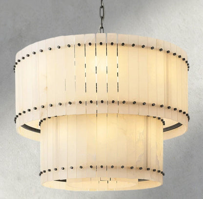 Sun Marco Alabaster Round Tiered Chandelier 22", 37", 48", 60" - Zelno