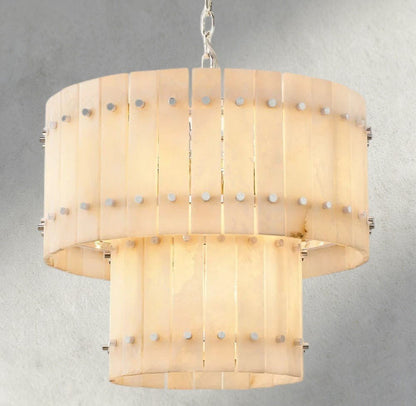 Sun Marco Alabaster Round Tiered Chandelier 22", 37", 48", 60" - Zelno
