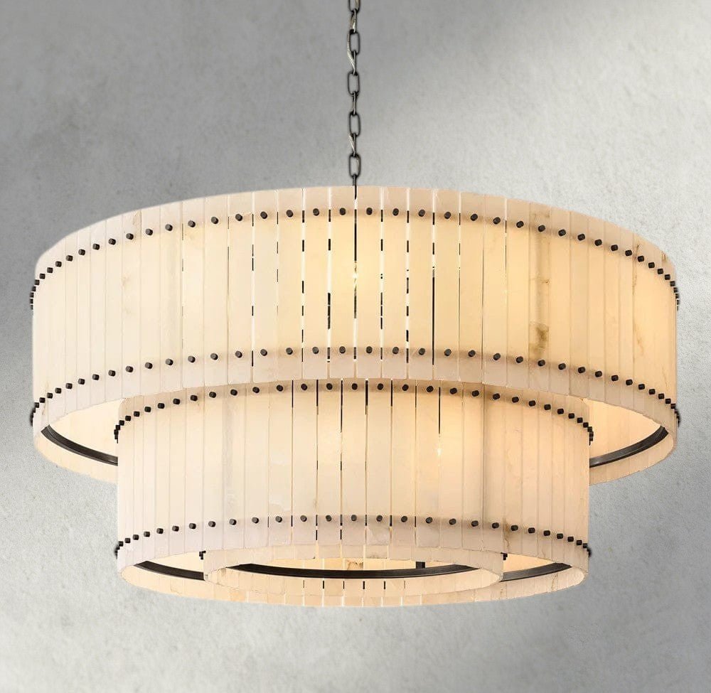 Sun Marco Alabaster Round Tiered Chandelier 22", 37", 48", 60" - Zelno