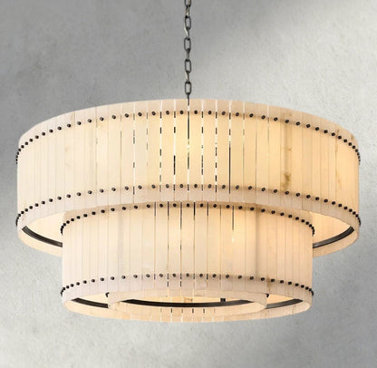 Sun Marco Alabaster Round Tiered Chandelier 22", 37", 48", 60" - Zelno